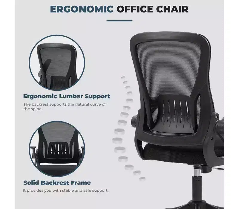 Sedia da ufficio ergonomica in rete grigia – Sedile singolo, altezza e braccioli regolabili
