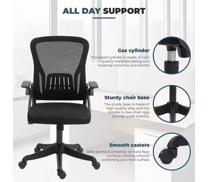 Sedia da ufficio ergonomica in rete grigia – Sedile singolo, altezza e braccioli regolabili