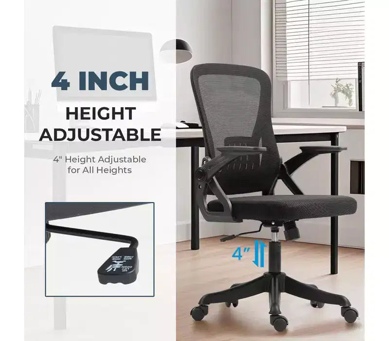 Sedia da ufficio ergonomica in rete grigia – Sedile singolo, altezza e braccioli regolabili
