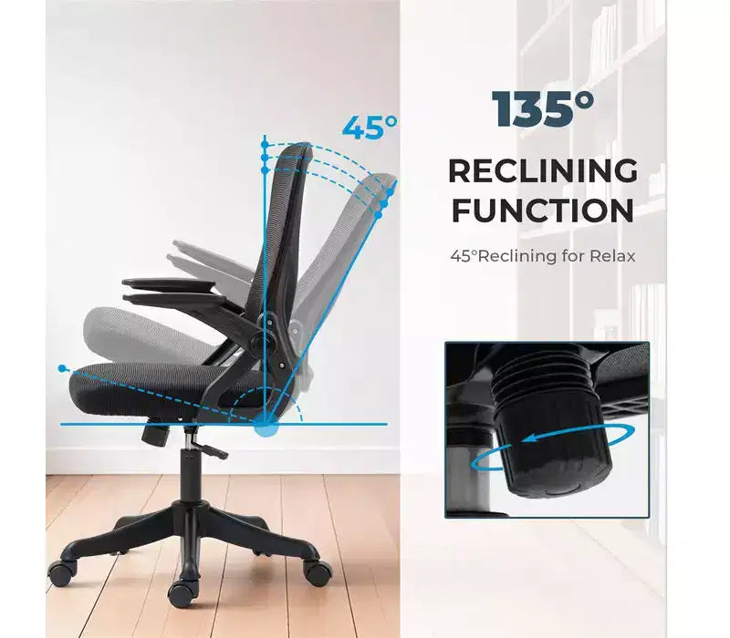 Sedia da ufficio ergonomica in rete grigia – Sedile singolo, altezza e braccioli regolabili