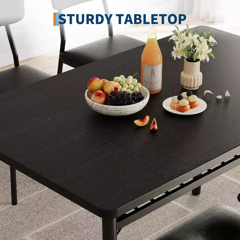 Set da pranzo 3 pezzi per 2 persone – Nero/Grigio, tavolo quadrato con ripiano e sedie imbottite