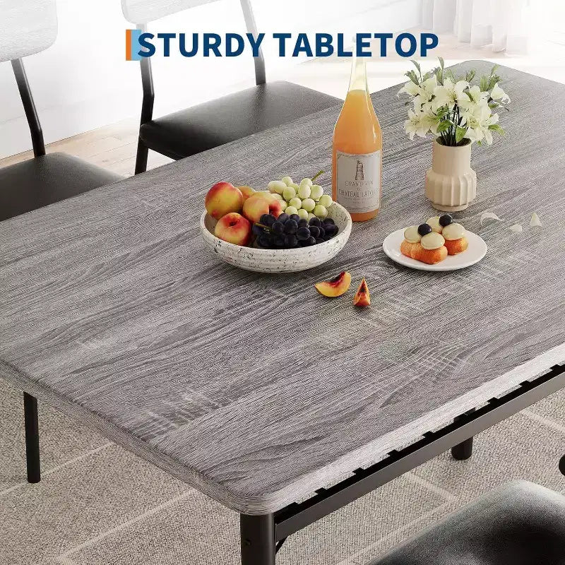 Set da pranzo 3 pezzi per 2 persone – Nero/Grigio, tavolo quadrato con ripiano e sedie imbottite