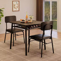 Set da pranzo 3 pezzi per 2 persone – Nero/Grigio, tavolo quadrato con ripiano e sedie imbottite