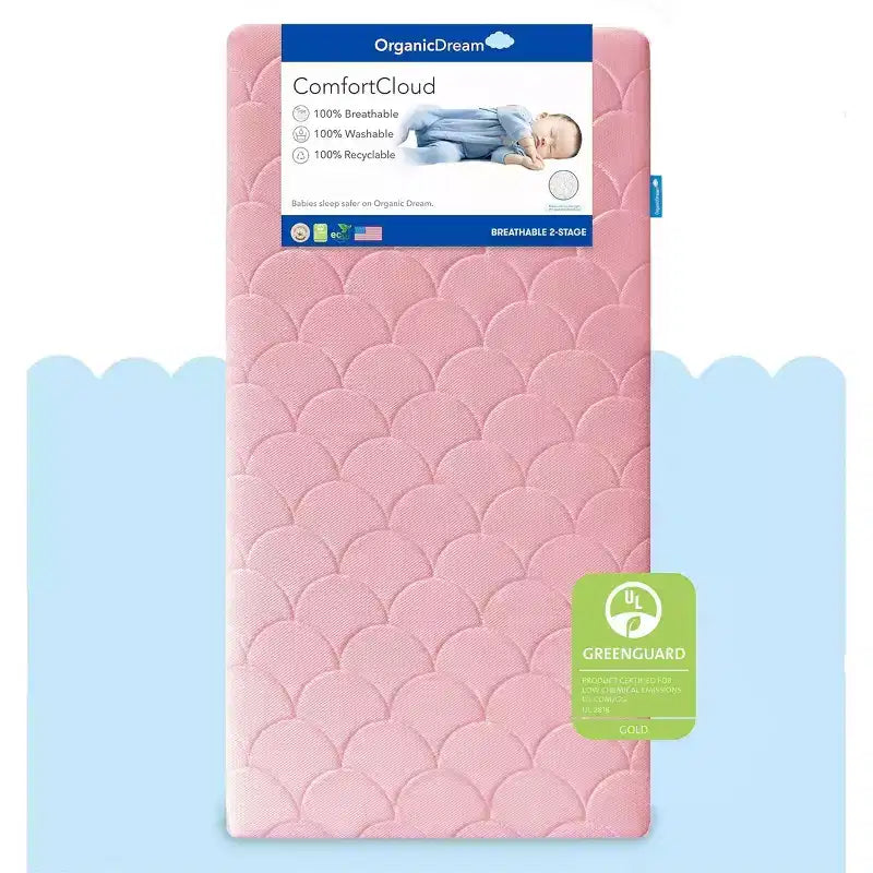 Organic Dream ComfortCloud 2-Stage Crib & Toddler Mattress in Pink