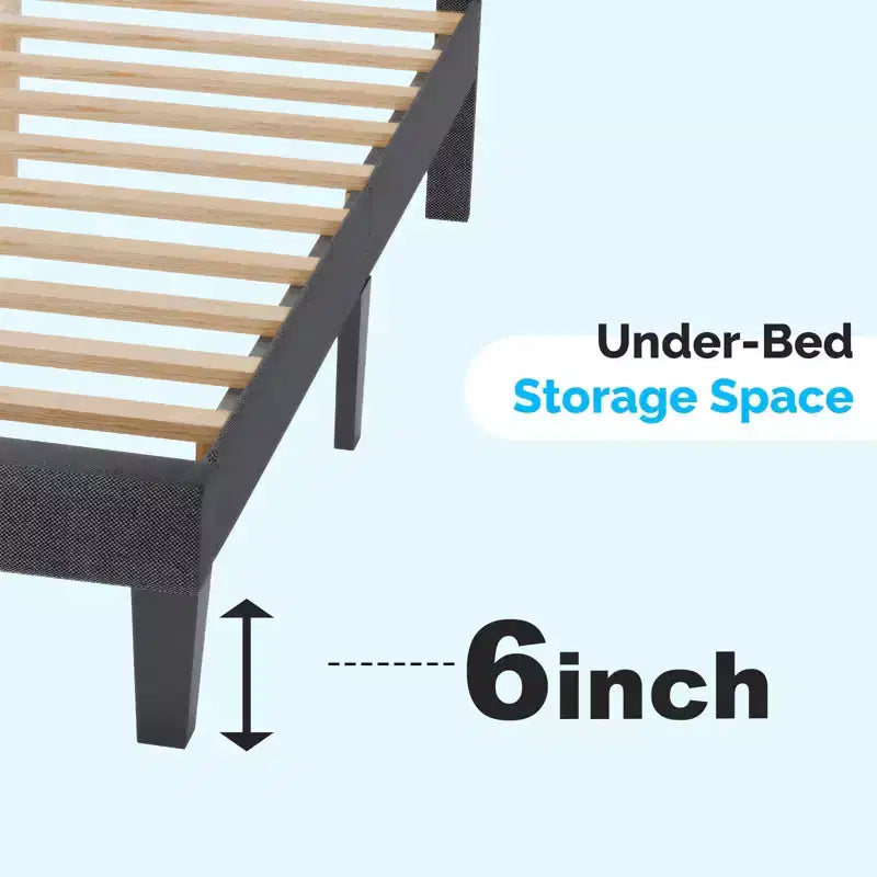 Letto a Piattaforma Imbottito Grigio con Testiera – Tessuto Lino, 1 Persona, da Singolo a King Size