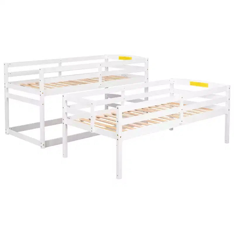 Letto a castello triplo bianco con scaletta contenitore, 3 persone