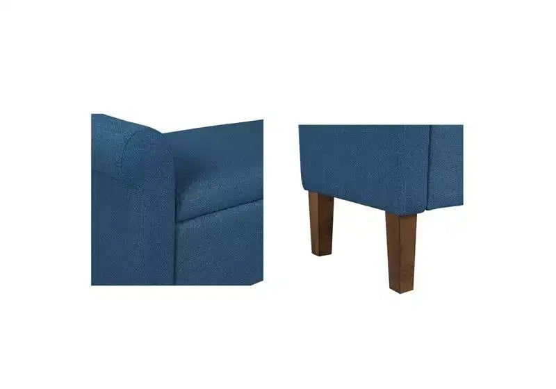 Panca Contenitore con Braccioli e Seduta Sollevabile, 2 Posti – Beige / Blu / Naturale