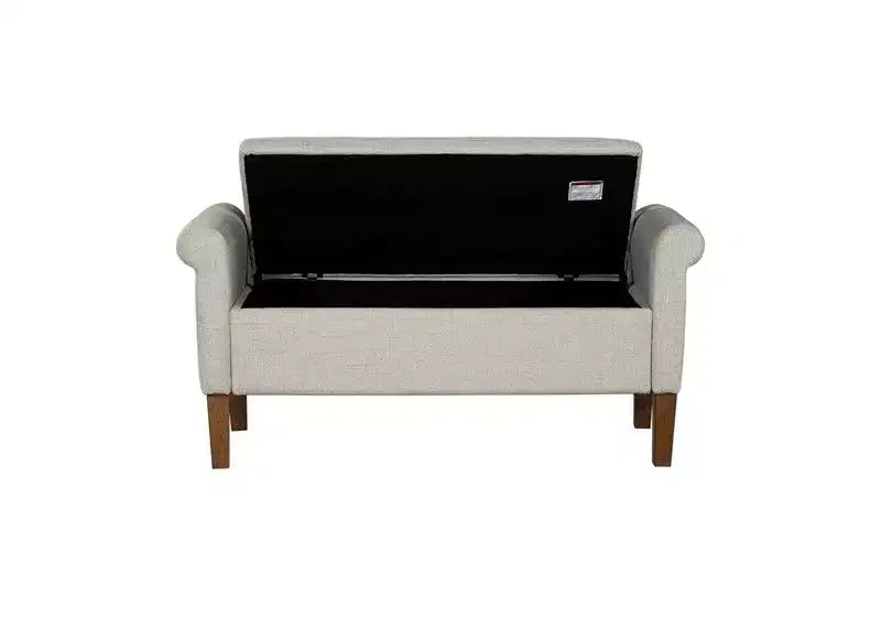 Panca Contenitore con Braccioli e Seduta Sollevabile, 2 Posti – Beige / Blu / Naturale