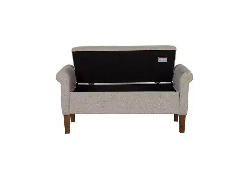 Panca Contenitore con Braccioli e Seduta Sollevabile, 2 Posti – Beige / Blu / Naturale