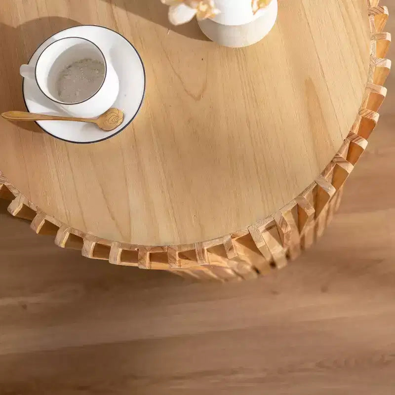 Tavolino da caffè a piedistallo cilindrico marrone, stile metà secolo, set da 1 o 2