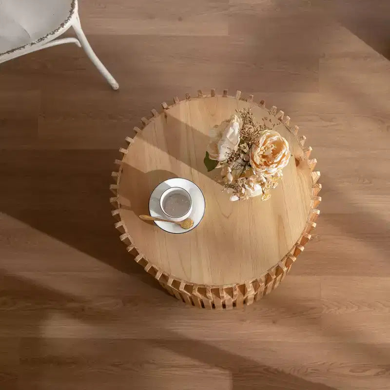 Tavolino da caffè a piedistallo cilindrico marrone, stile metà secolo, set da 1 o 2