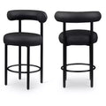 Meridian Furniture,Bordeaux Black Vegan Leather Counter Stool, Set of 2
