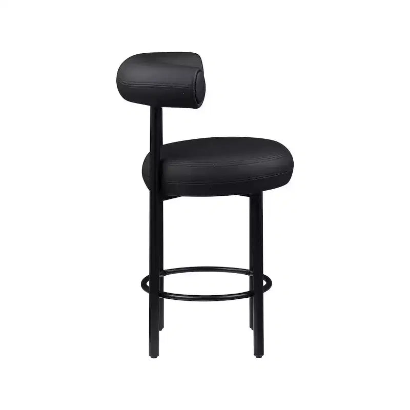 Sgabelli da bancone in similpelle nera con braccioli, set da 2