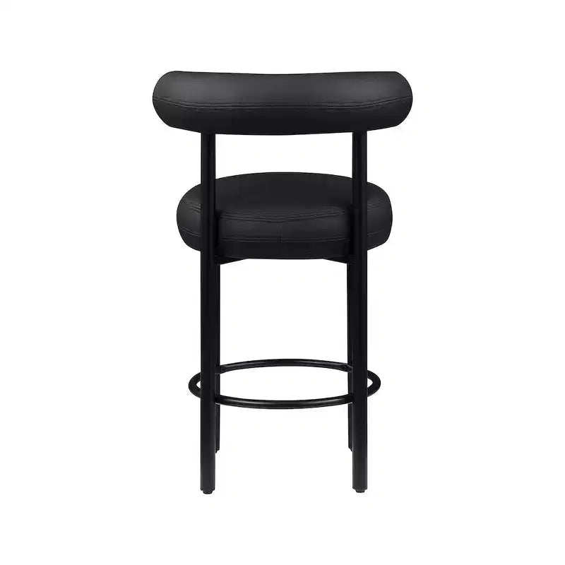 Sgabelli da bancone in similpelle nera con braccioli, set da 2