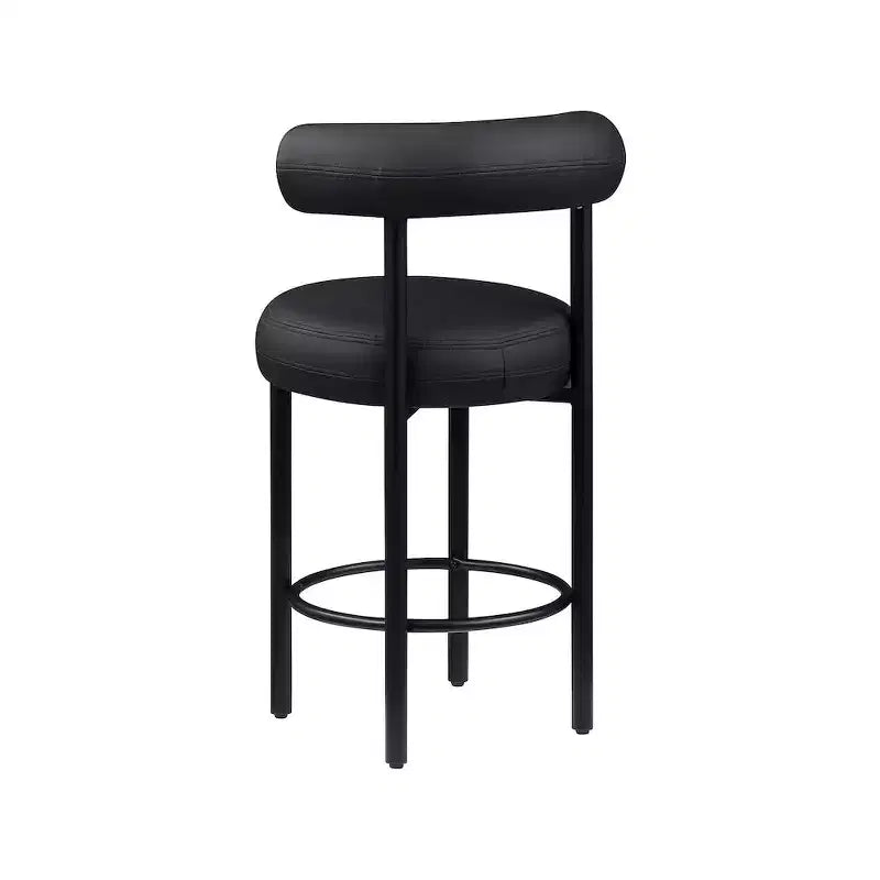 Sgabelli da bancone in similpelle nera con braccioli, set da 2