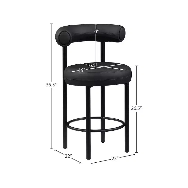 Sgabelli da bancone in similpelle nera con braccioli, set da 2