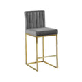 Meridian Furniture,Giselle Grey Velvet Stool