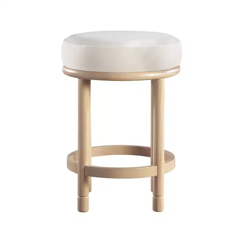 Sgabello da bancone rotondo in velluto crema - 1 posto