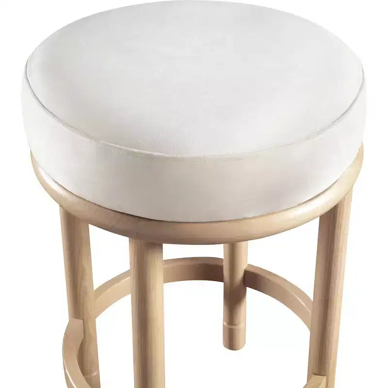 Sgabello da bancone rotondo in velluto crema - 1 posto