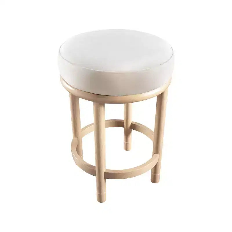 Sgabello da bancone rotondo in velluto crema - 1 posto