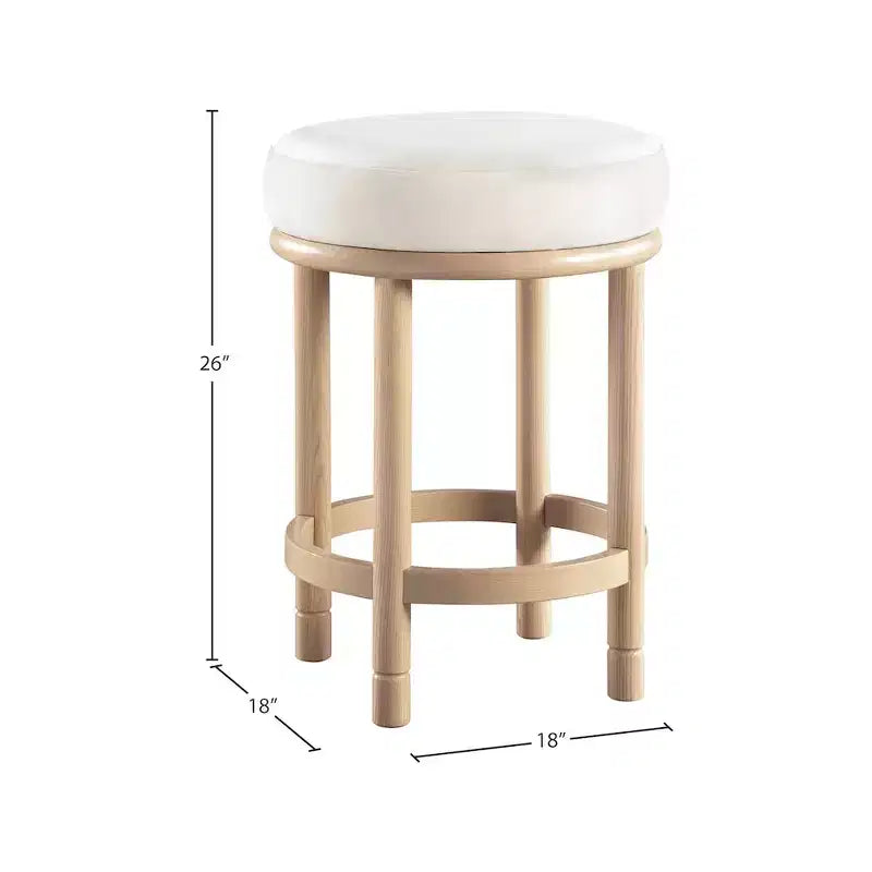 Sgabello da bancone rotondo in velluto crema - 1 posto