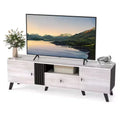 Costway Mid Century Modern TV Stand for 80 TVs with Open Shelf 2 Side Cabinets