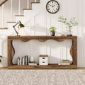 MAYEERTY 63 Wavy Scalloped Console Table, Retro Farmhouse 2-Tier Entryway Table for Home