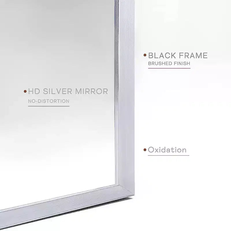 Specchio da parete ad arco Silver, cornice in alluminio, singolo, da parete