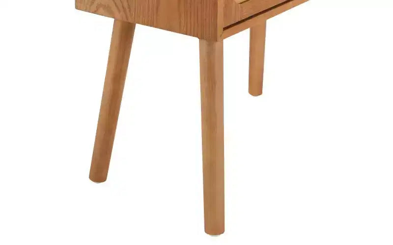 Comodino a Mezzaluna Marrone con Cassetto, Stile Rattan Mid-Century Moderno, Uso Singolo