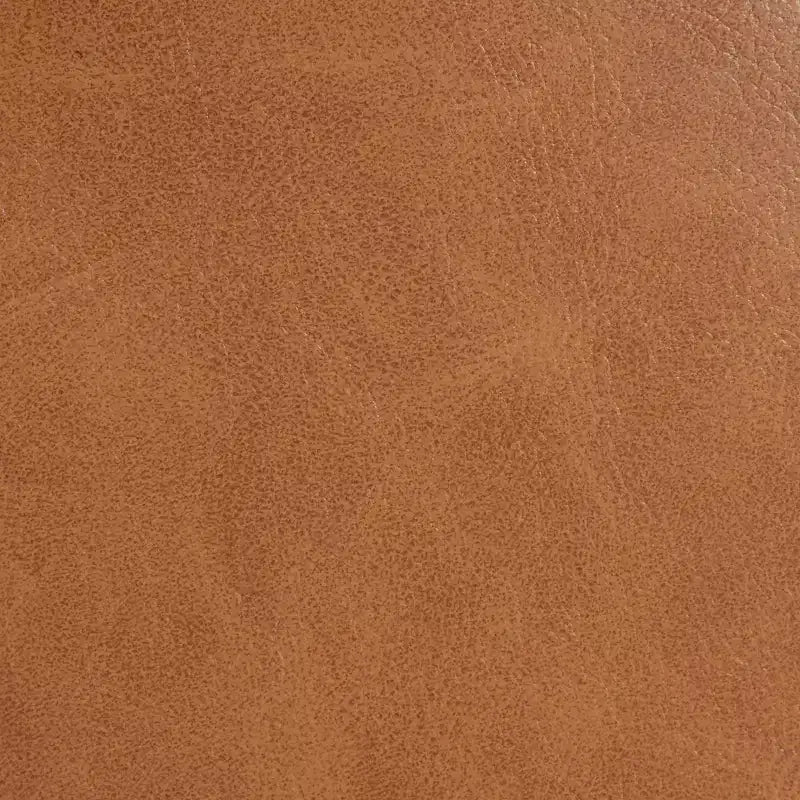 Ottoman rotondo trapuntato color beige/marrone, similpelle/misto lino, 1 persona