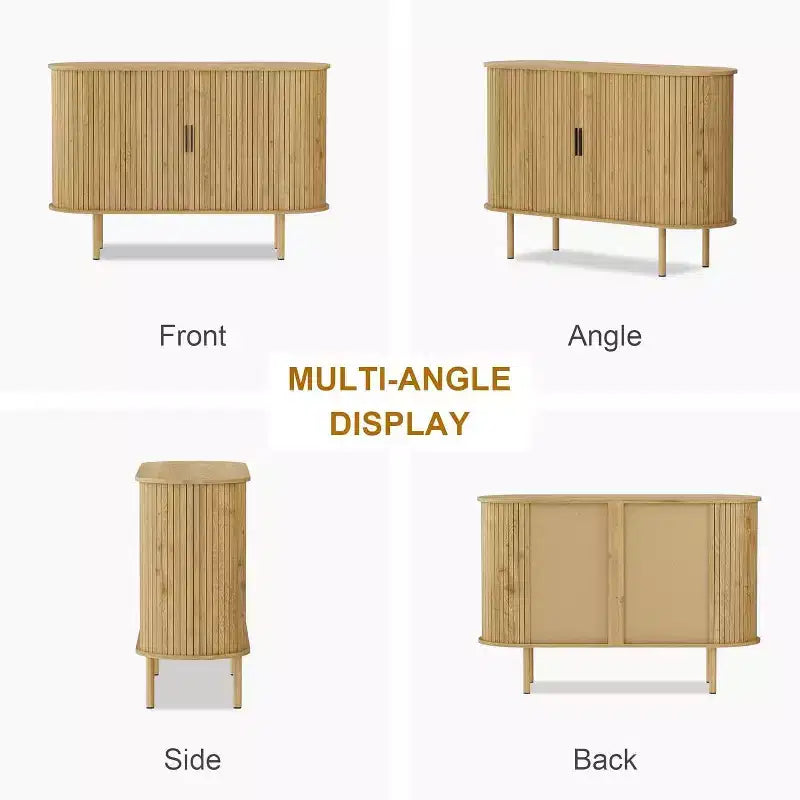 Credenza con ante scorrevoli Mid-Century Modern da 47" – Marrone/Giallo