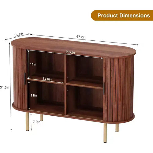 Credenza con ante scorrevoli Mid-Century Modern da 47" – Marrone/Giallo