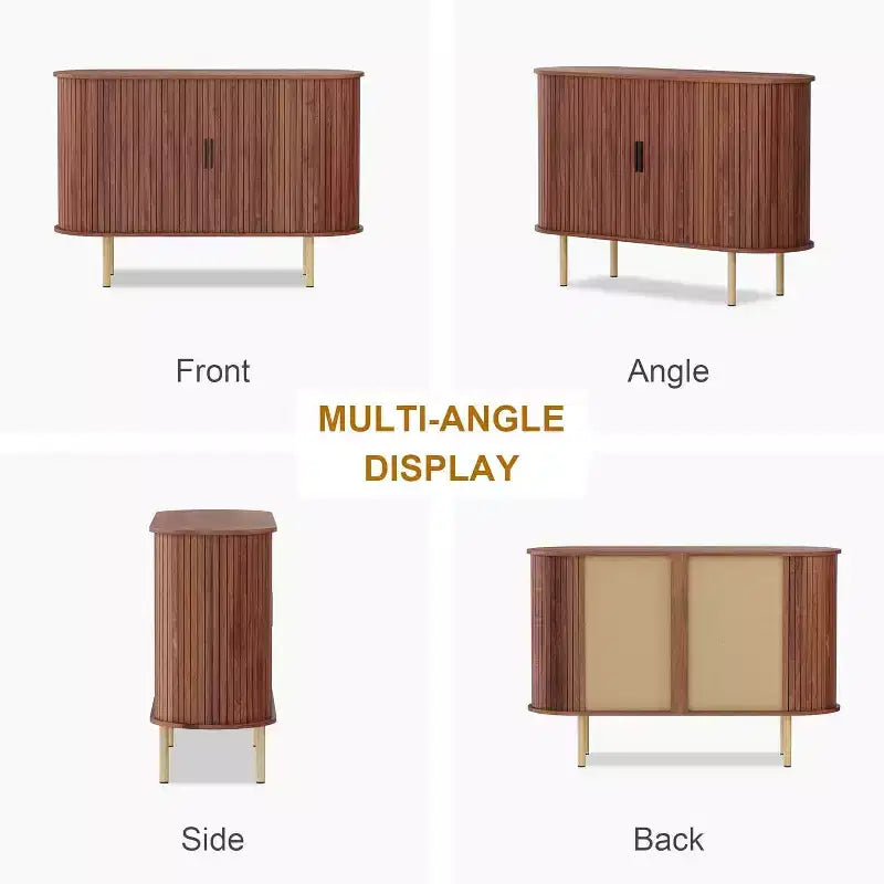 Credenza con ante scorrevoli Mid-Century Modern da 47" – Marrone/Giallo