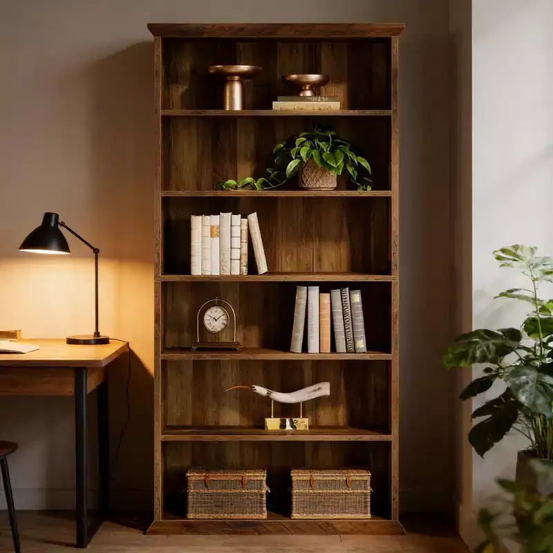 Libreria a 6 ripiani indipendente Rovere Marrone