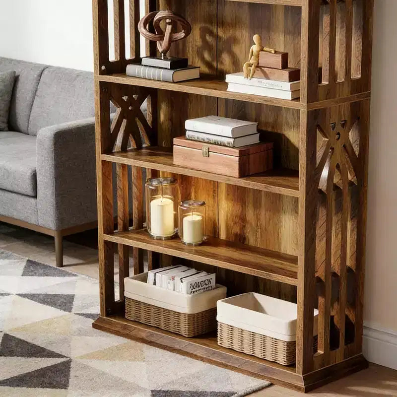 Libreria a 6 ripiani indipendente Rovere Marrone
