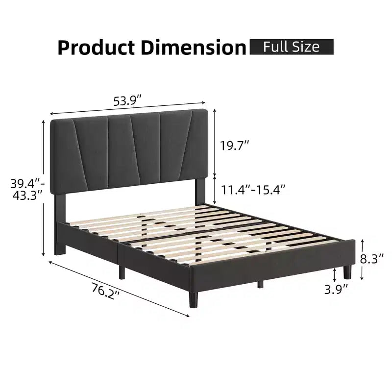Letto matrimoniale in lino grigio, per 1 persona