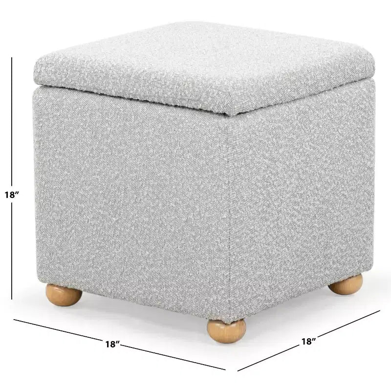 Pouf contenitore in bouclé quadrato - Nero / Grigio / Bianco naturale - Seduta singola