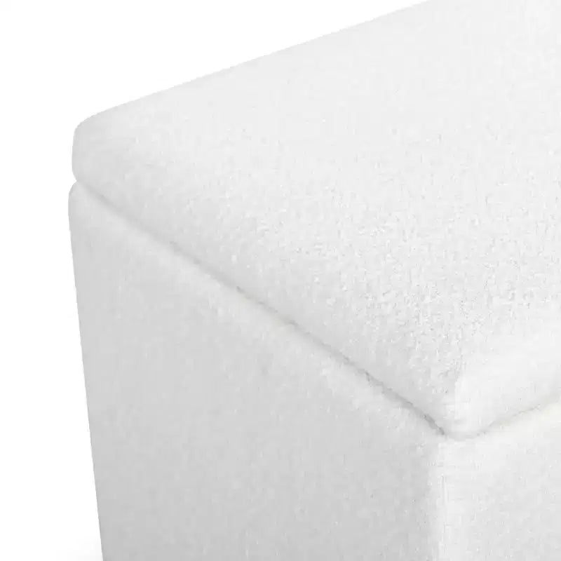 Pouf contenitore in bouclé quadrato - Nero / Grigio / Bianco naturale - Seduta singola