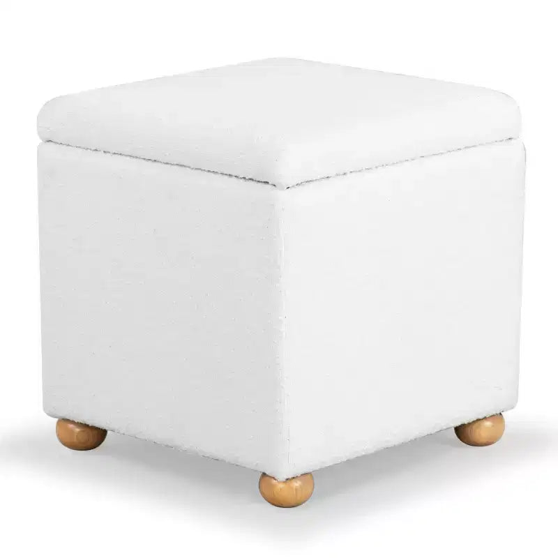 Pouf contenitore in bouclé quadrato - Nero / Grigio / Bianco naturale - Seduta singola