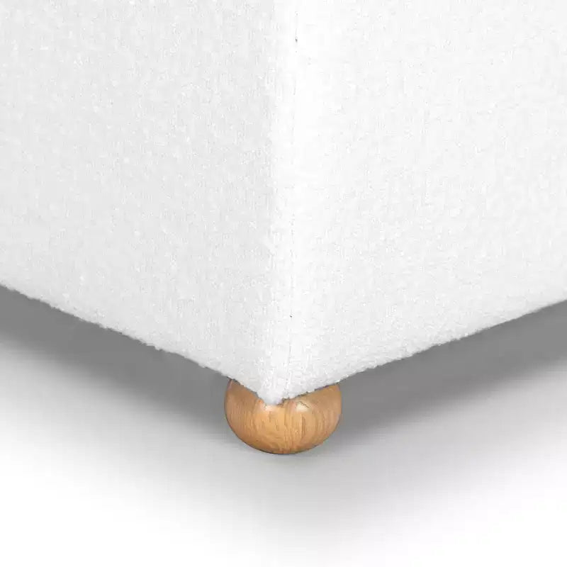 Pouf contenitore in bouclé quadrato - Nero / Grigio / Bianco naturale - Seduta singola