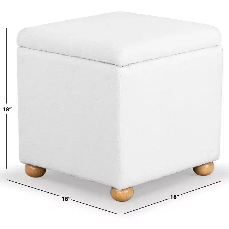 Pouf contenitore in bouclé quadrato - Nero / Grigio / Bianco naturale - Seduta singola