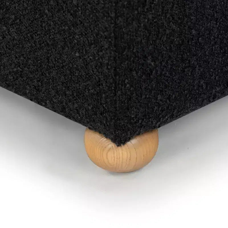 Pouf contenitore in bouclé quadrato - Nero / Grigio / Bianco naturale - Seduta singola