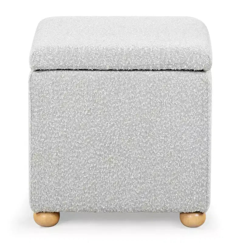 Pouf contenitore in bouclé quadrato - Nero / Grigio / Bianco naturale - Seduta singola