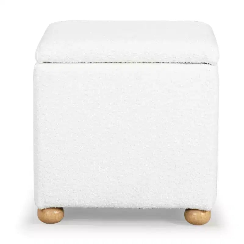Pouf contenitore in bouclé quadrato - Nero / Grigio / Bianco naturale - Seduta singola