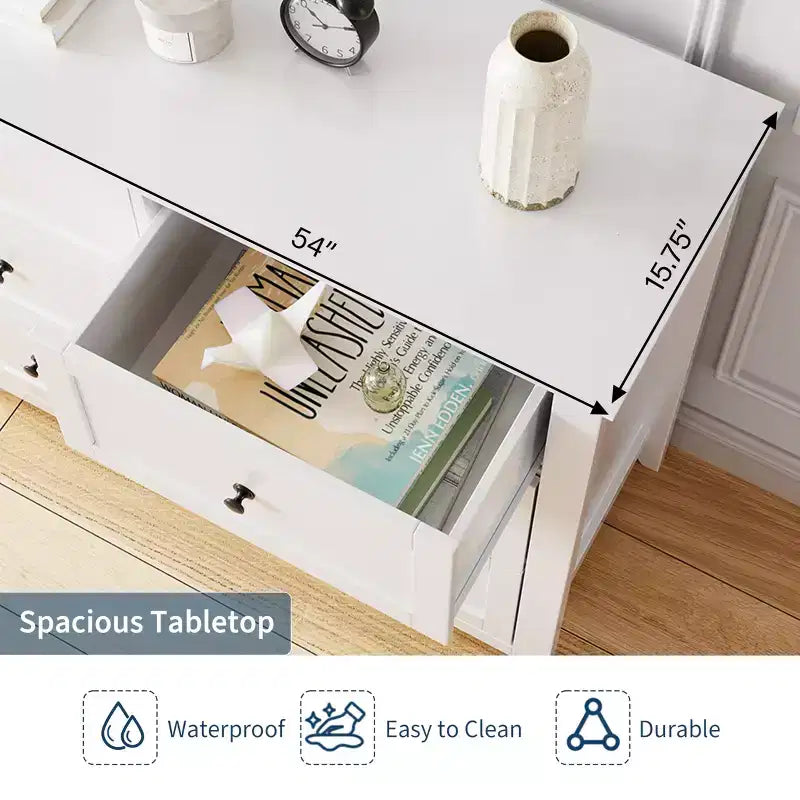 Comò bianco a 6 cassetti in legno – Organizzatore portaoggetti per camera da letto