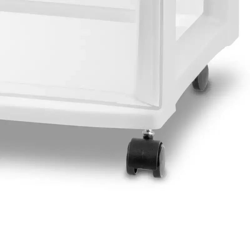 Carrello portaoggetti largo bianco a 3 cassetti con ruote