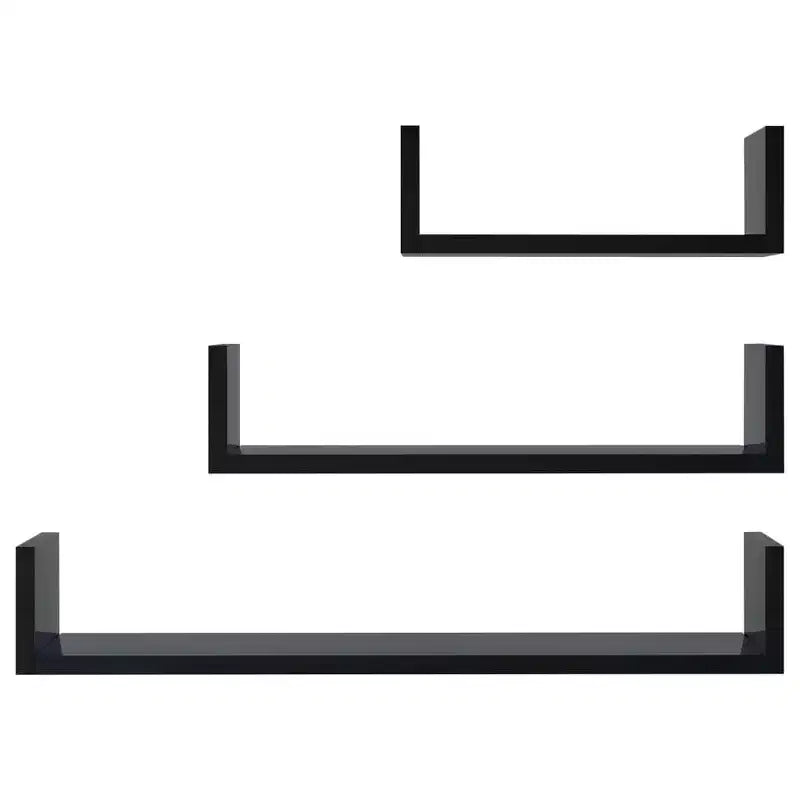 Set di 3 mensole galleggianti a muro – Legno composito, multicolore