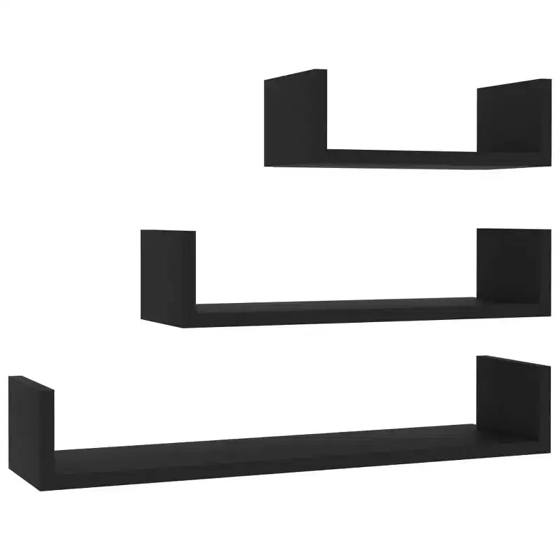 Set di 3 mensole galleggianti a muro – Legno composito, multicolore