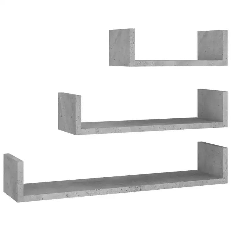 Set di 3 mensole galleggianti a muro – Legno composito, multicolore