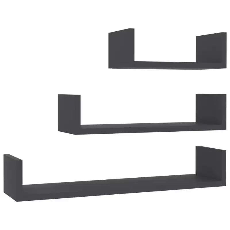 Set di 3 mensole galleggianti a muro – Legno composito, multicolore